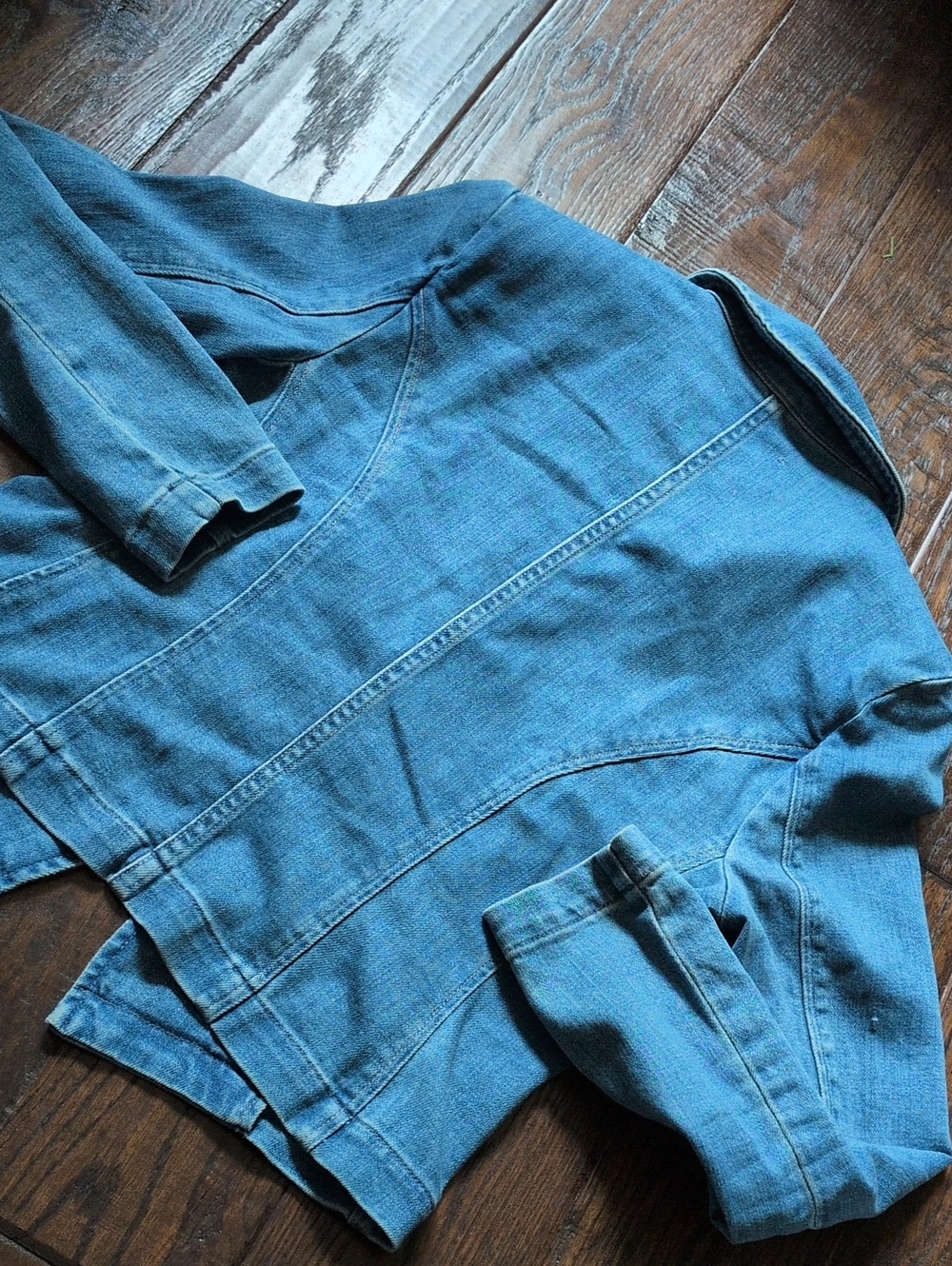 L'AGENCE I Blue Denim Open Front Anchor Button Cropped Wayne Blazer Jacket, M - Picture 4 of 13